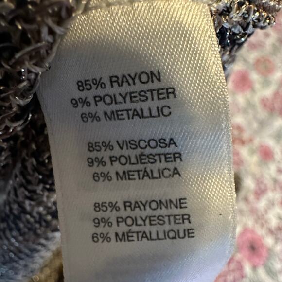 Chicos Travelers Open Knit Sweater 3 XL Fringe Metallic Boho Brown Gray - Picture 6 of 7